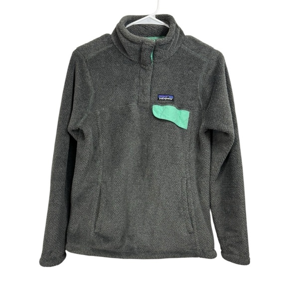 Patagonia Size Small Re-Tool Snap T Jacket Polartec Fleece Gray Turquoise - Picture 1 of 9